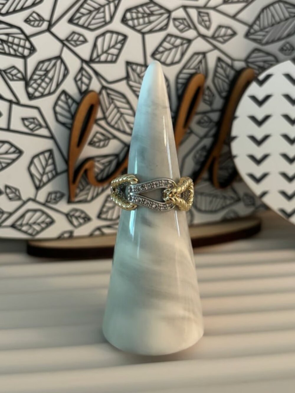 Boutique Mixed Metal Horse Bit Ring - size 7